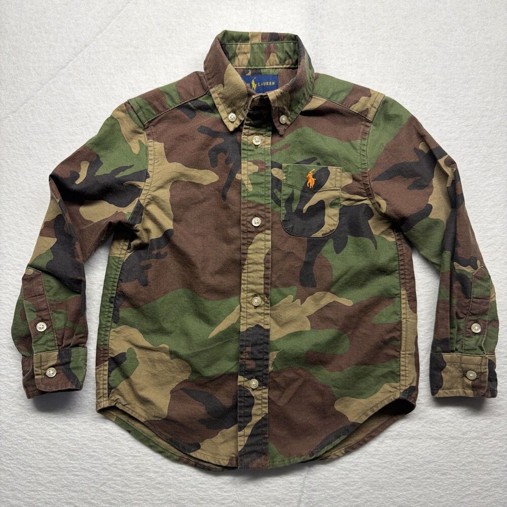 Polo Ralph Lauren Long Sleeve Camo Camouflage Button Up Shirt - Boys Size 3T